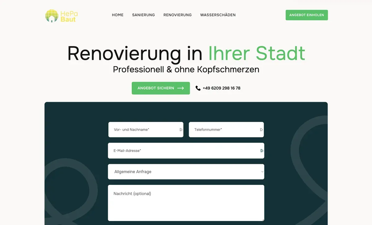 Seite Renovierung von HEPA Baut